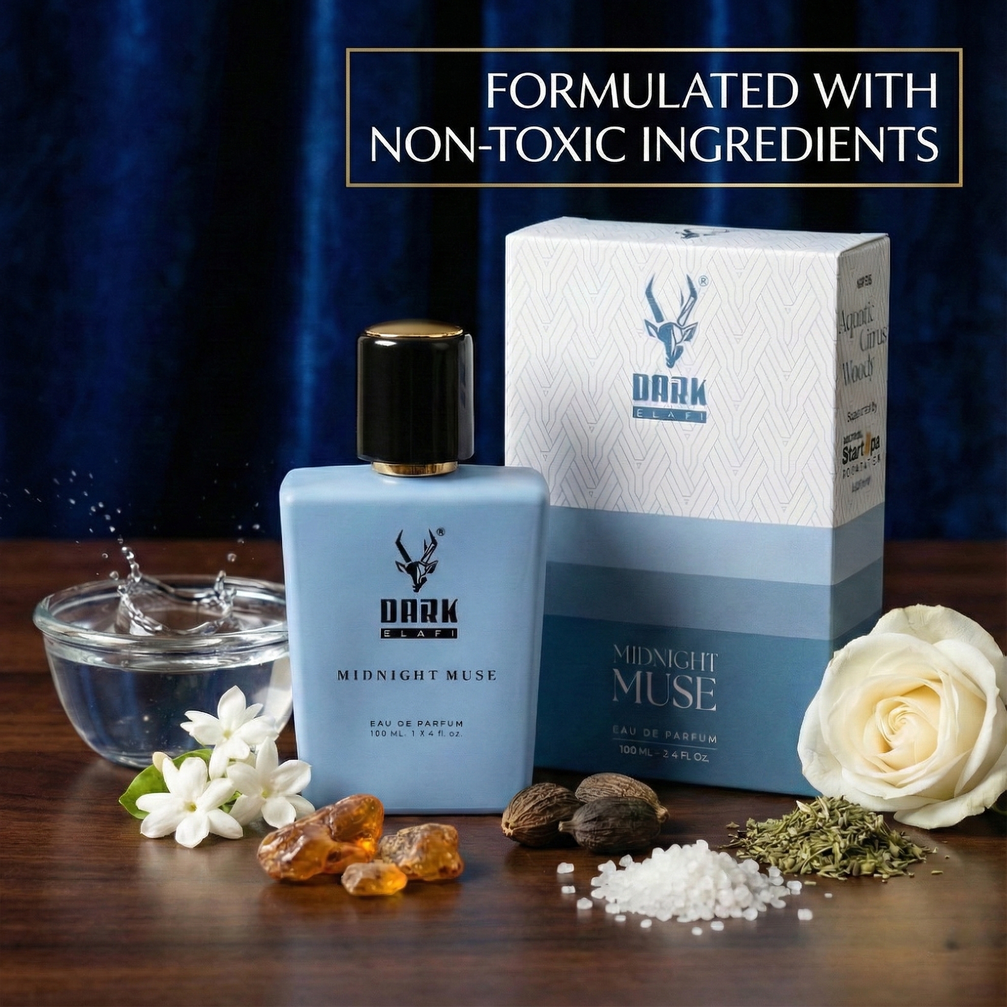 Midnight Muse – Aquatic Citrus Woody Perfume by Dark Elafi (100ml)